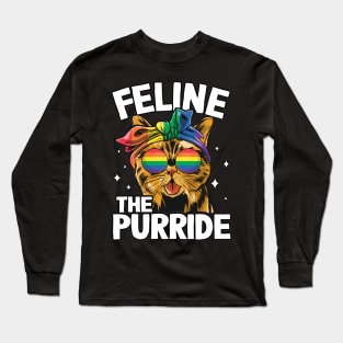 Feline The Purride Cat LGBT Gay Pride LGBTQ+ Long Sleeve T-Shirt